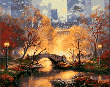 Autumn Bridge Oil Painting By Numbers