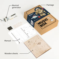 Robot DIY Wooden Clockwork Music Box