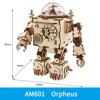 Robot DIY Wooden Clockwork Music Box