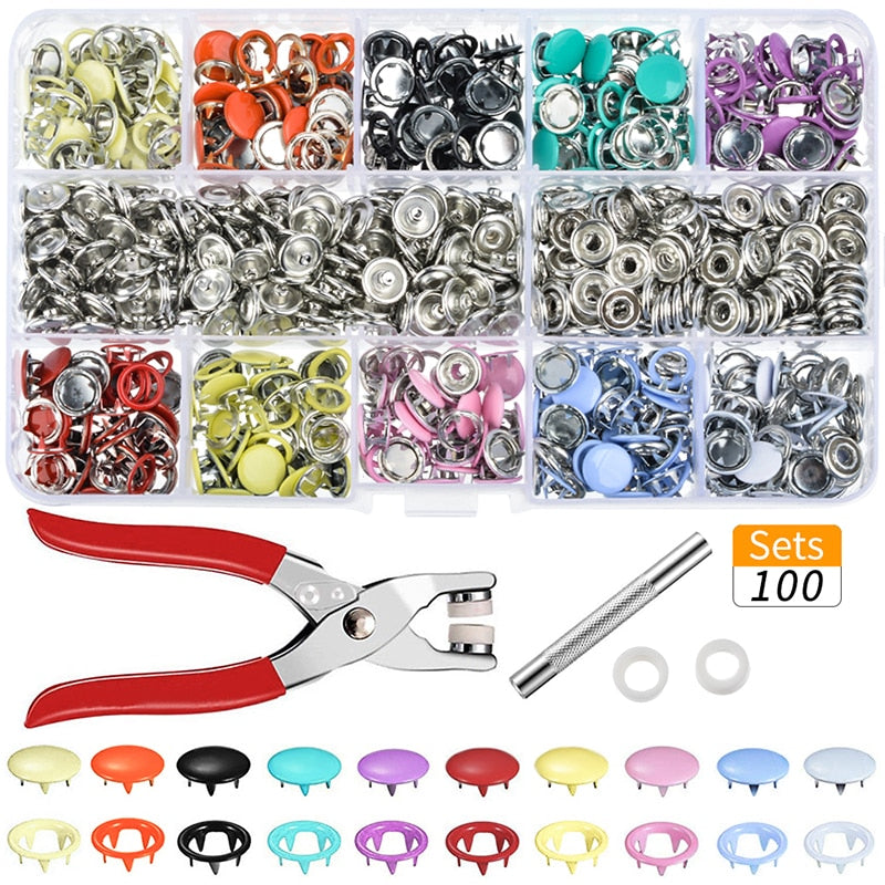 100PCs/Sets 10 Colors Metal Sewing Buttons