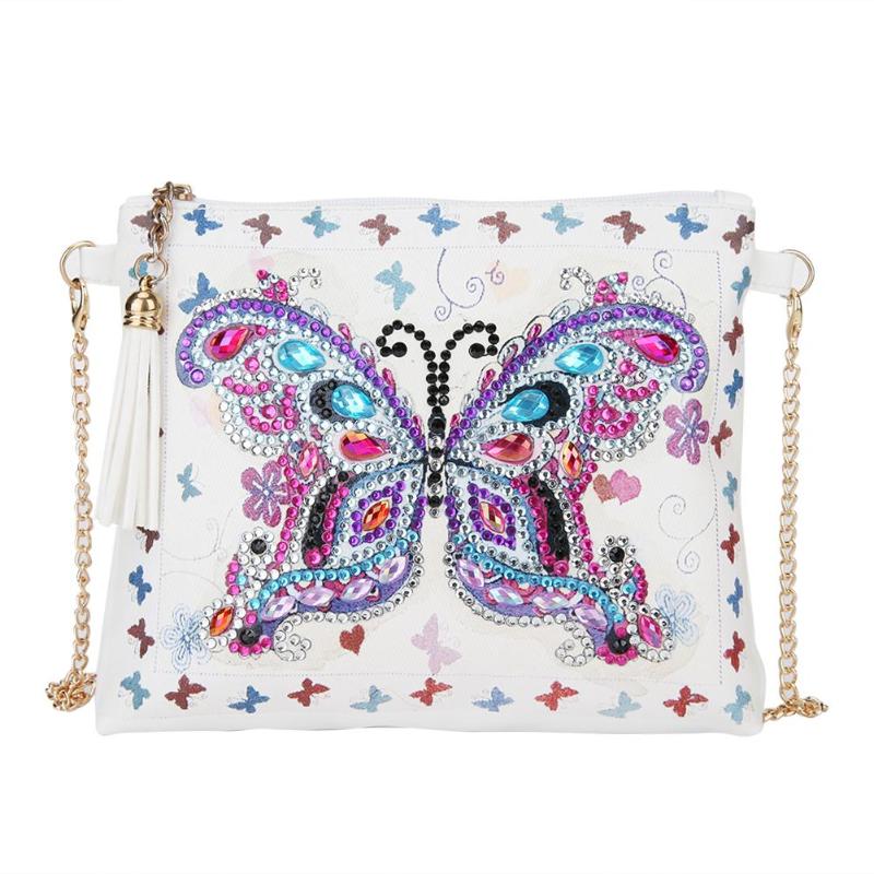 DIY Cute Butterfly Diamond Painting Leather Bag