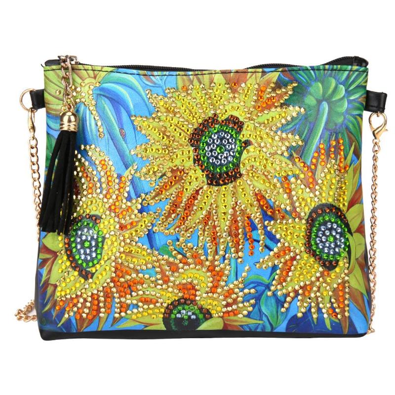 DIY Flower Diamond Painting Leather Bag