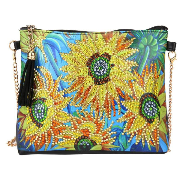 DIY Flower Diamond Painting Leather Bag