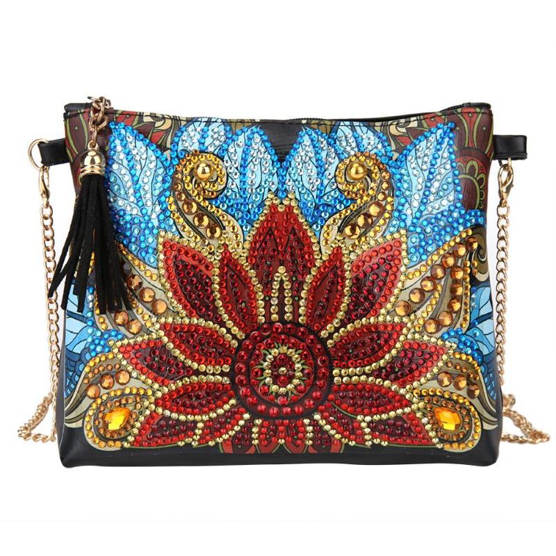 DIY Elemental Flower Diamond Painting Leather Bag