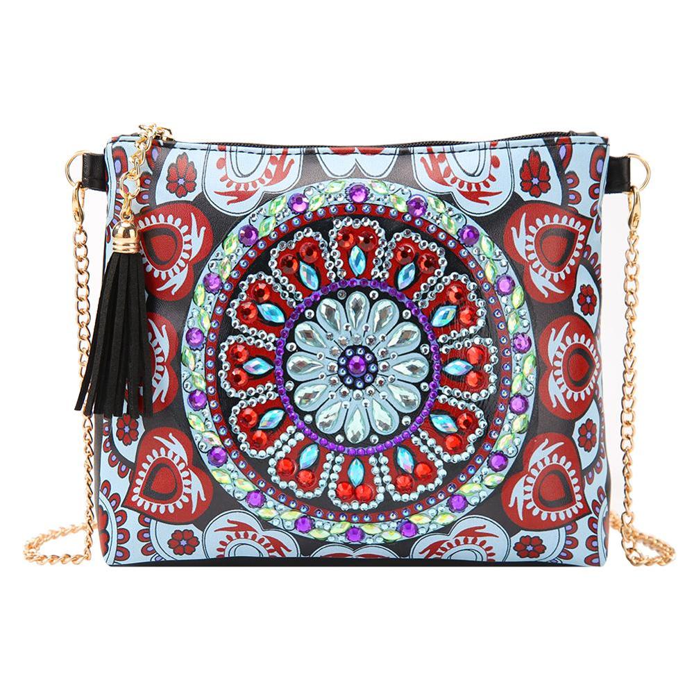 DIY Abstract Mandala Diamond Painting Leather Bag