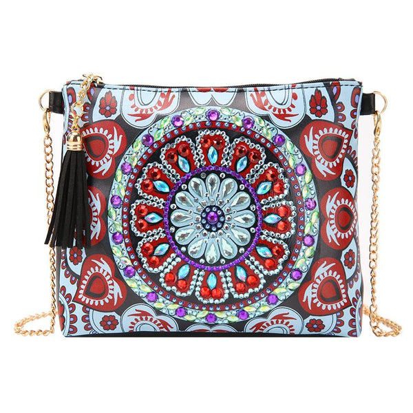 DIY Abstract Mandala Diamond Painting Leather Bag