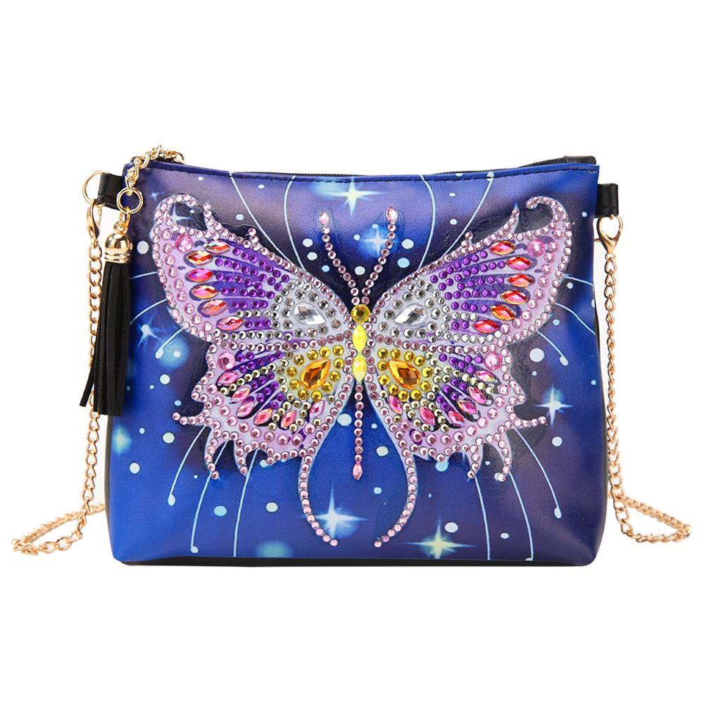 DIY 3D Butterfly Diamond Painting Leather Bag