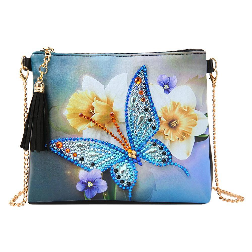 DIY Realistic Butterfly Diamond Painting Leather Bag