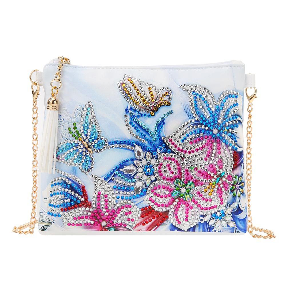 DIY Flowers Diamond Painting Leather Bag