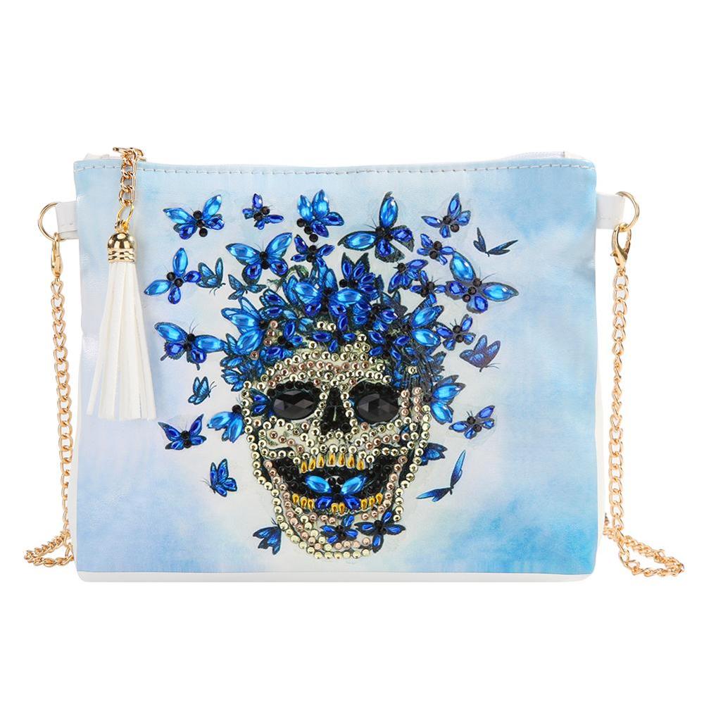 DIY Skull Diamond Painting Leather Bag