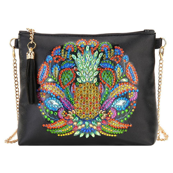 DIY Pineapple Diamond Painting Leather Bag
