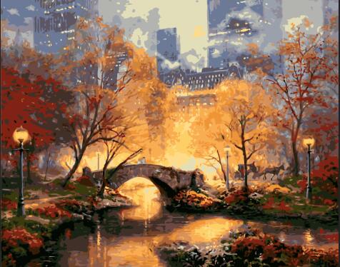 Autumn Bridge Oil Painting By Numbers