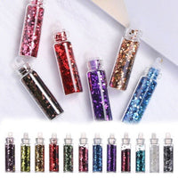 Glitter Hexagon Flakes Glass Bottle
