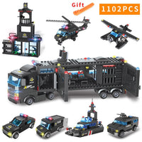 1122 pcs SWAT City Police Series Building Blocks Vehicle Helicopter City Police Staction DIY Bricks Compatible with LegoED Block