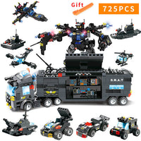 1122 pcs SWAT City Police Series Building Blocks Vehicle Helicopter City Police Staction DIY Bricks Compatible with LegoED Block