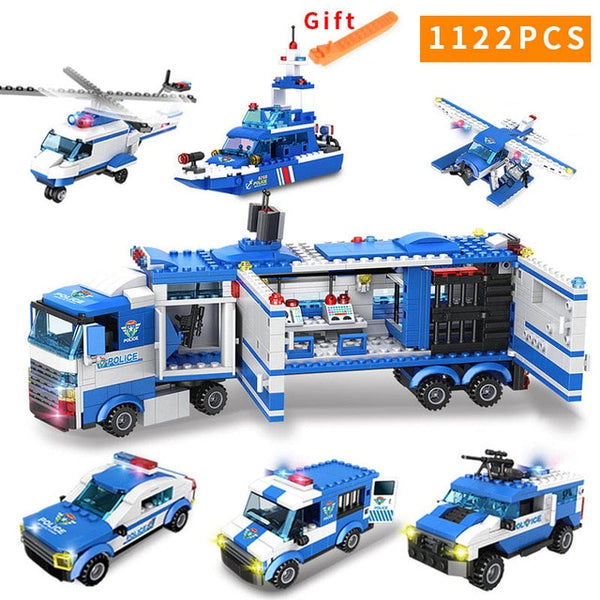 1122 pcs SWAT City Police Series Building Blocks Vehicle Helicopter City Police Staction DIY Bricks Compatible with LegoED Block